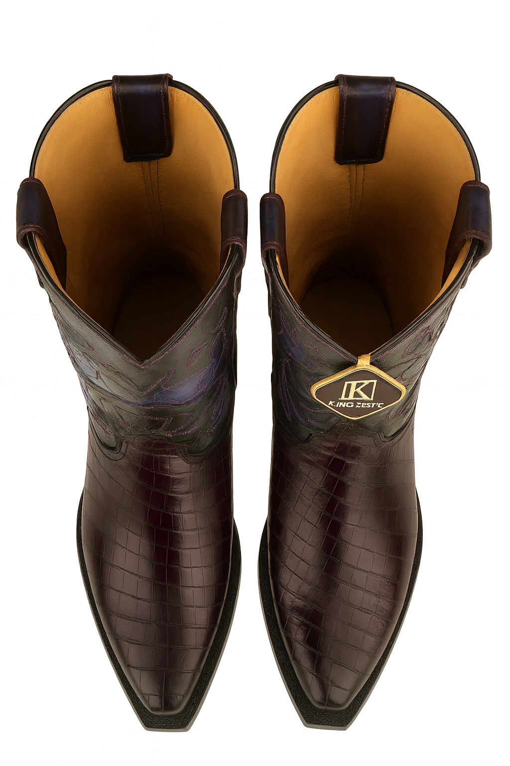 Men's King Exotic Snip Toe Eel Boots Handcrafted Burnished Purple (494RD0866) - 6 E