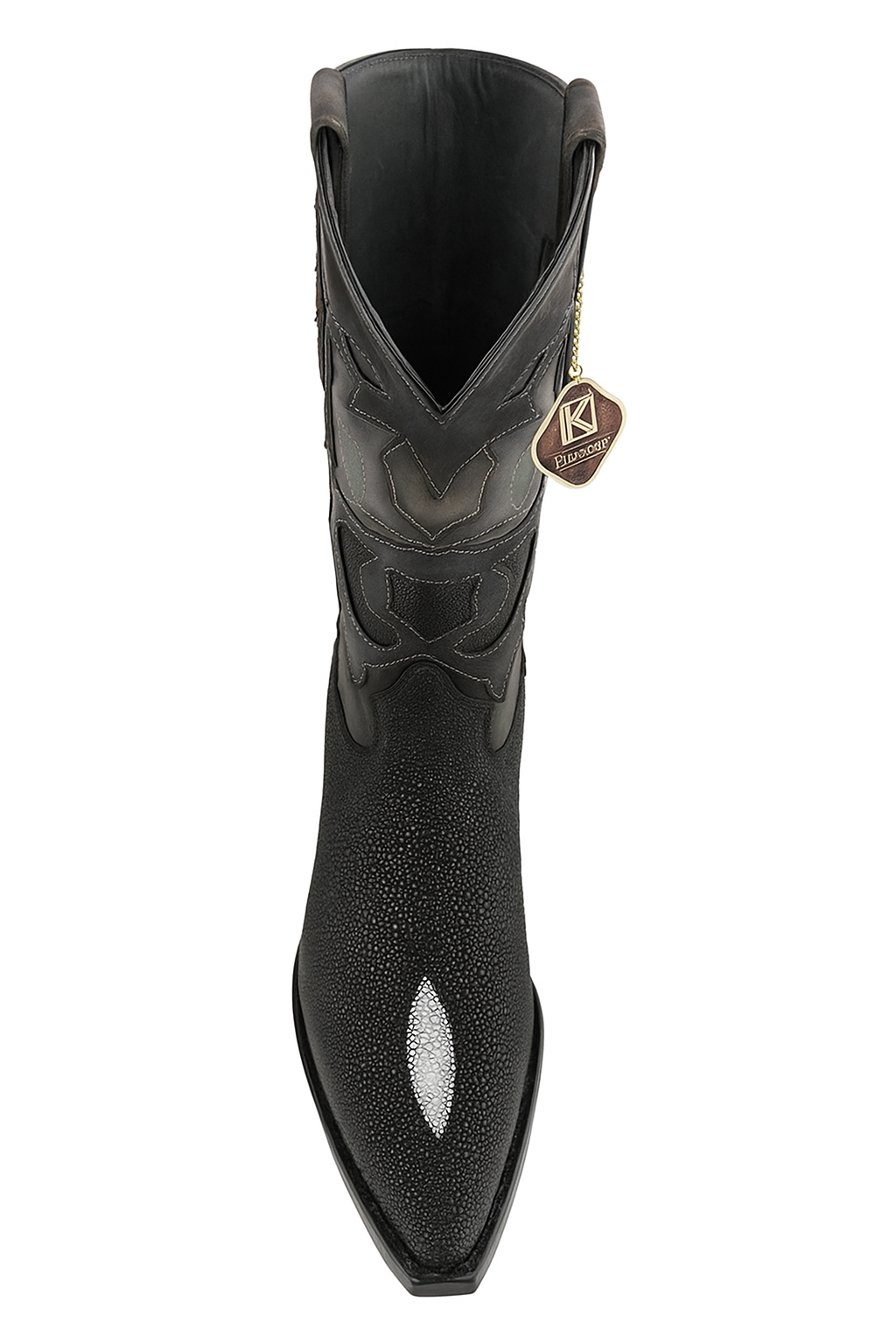 Men's King Exotic Snip Toe Stingray Boots Single Stone Handmade Black (494R1205) - 6 E