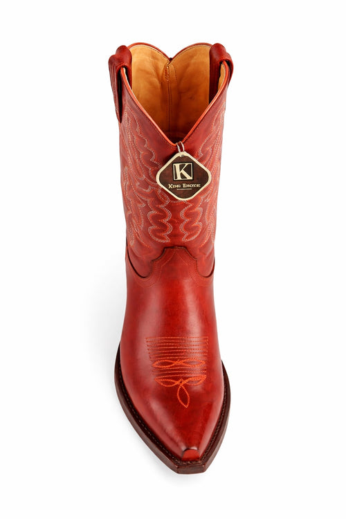 Men's King Exotic Snip Toe Pull Up Leather Boots Handmade Cognac (4943803)
