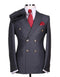 Mens Double breasted Suit - "Charcoal" 1920s 1980s Style Peak Lapel Suits -  Back Side Vented  Mens Designer Modern Fit Double Breasted Wool Suit with Gold Buttons in Charcoal