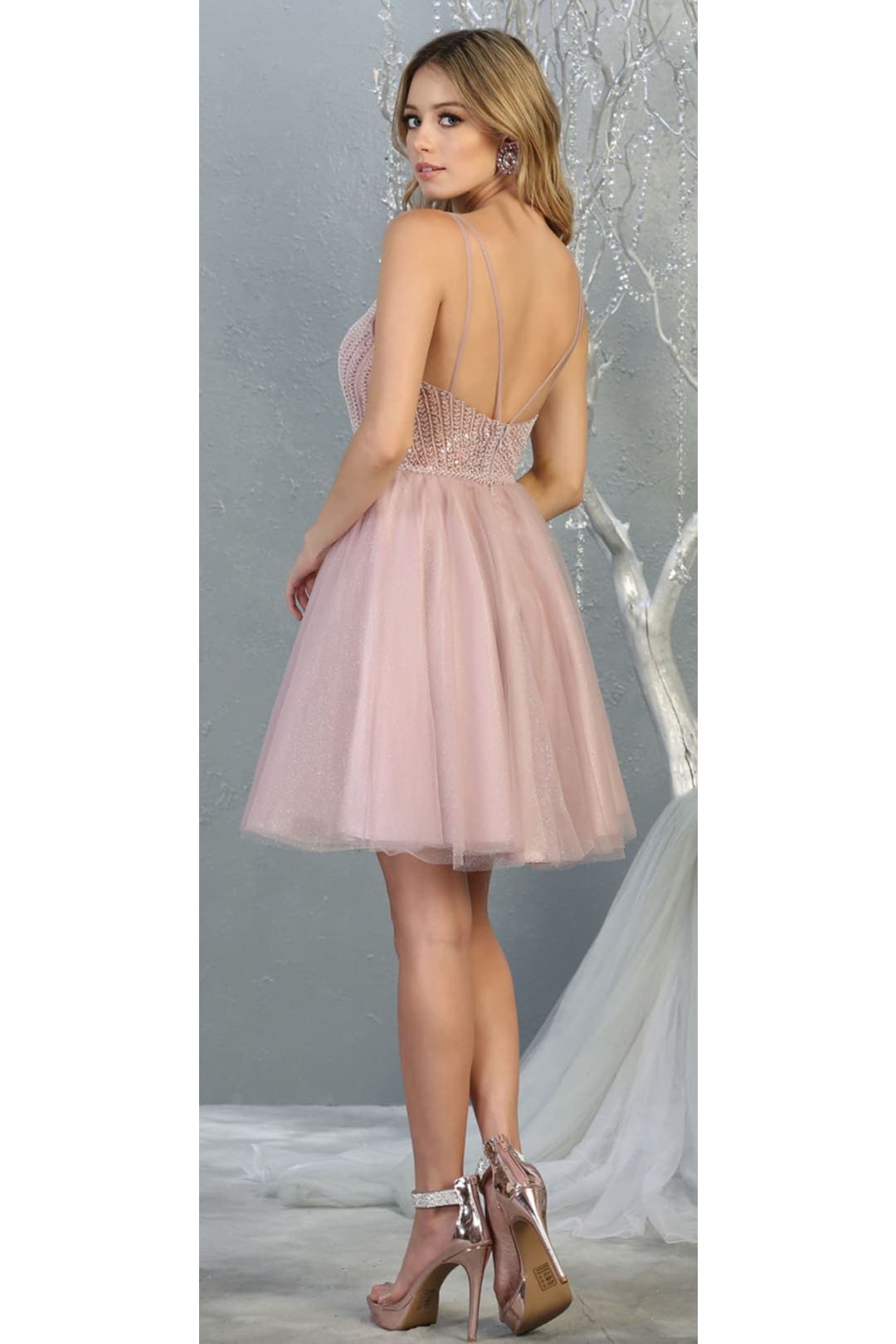 Quince Dama Dresses - Short Quinceanera Dresses in Color Mauve - 10