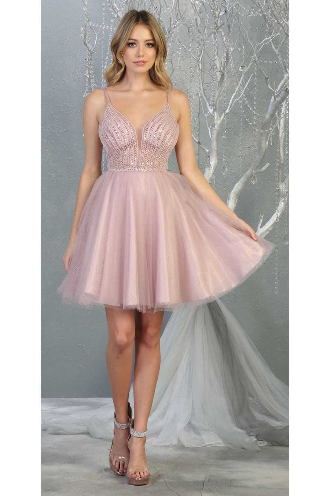 Quince Dama Dresses - Short Quinceanera Dresses in Color Mauve - 10