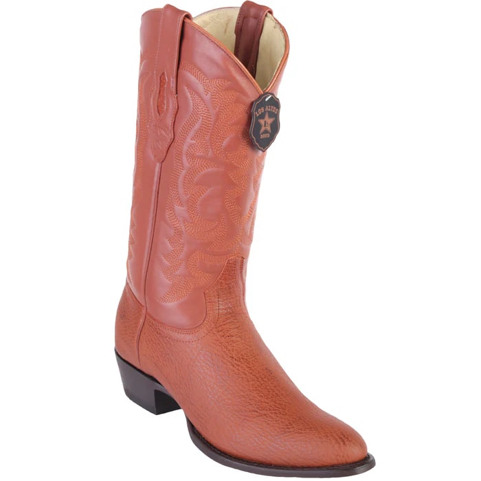 Los Altos Boots - Mens Dress Cowboy Boot - Low Priced Shark Cowboy Boots R-Toe - in Cognac - 6