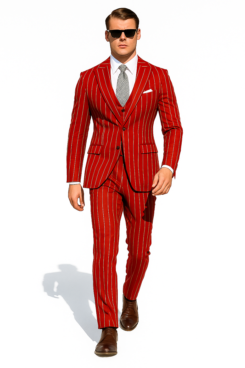 Hot Red Pinstripe Suit - Gangster Suit - 1920's Suit - New Arrival - Coat Size 38