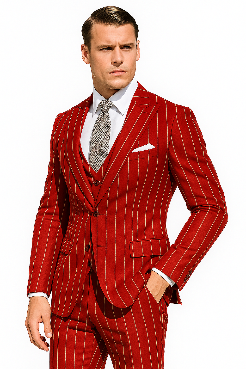 Hot Red Pinstripe Suit - Gangster Suit - 1920's Suit - New Arrival - Coat Size 38