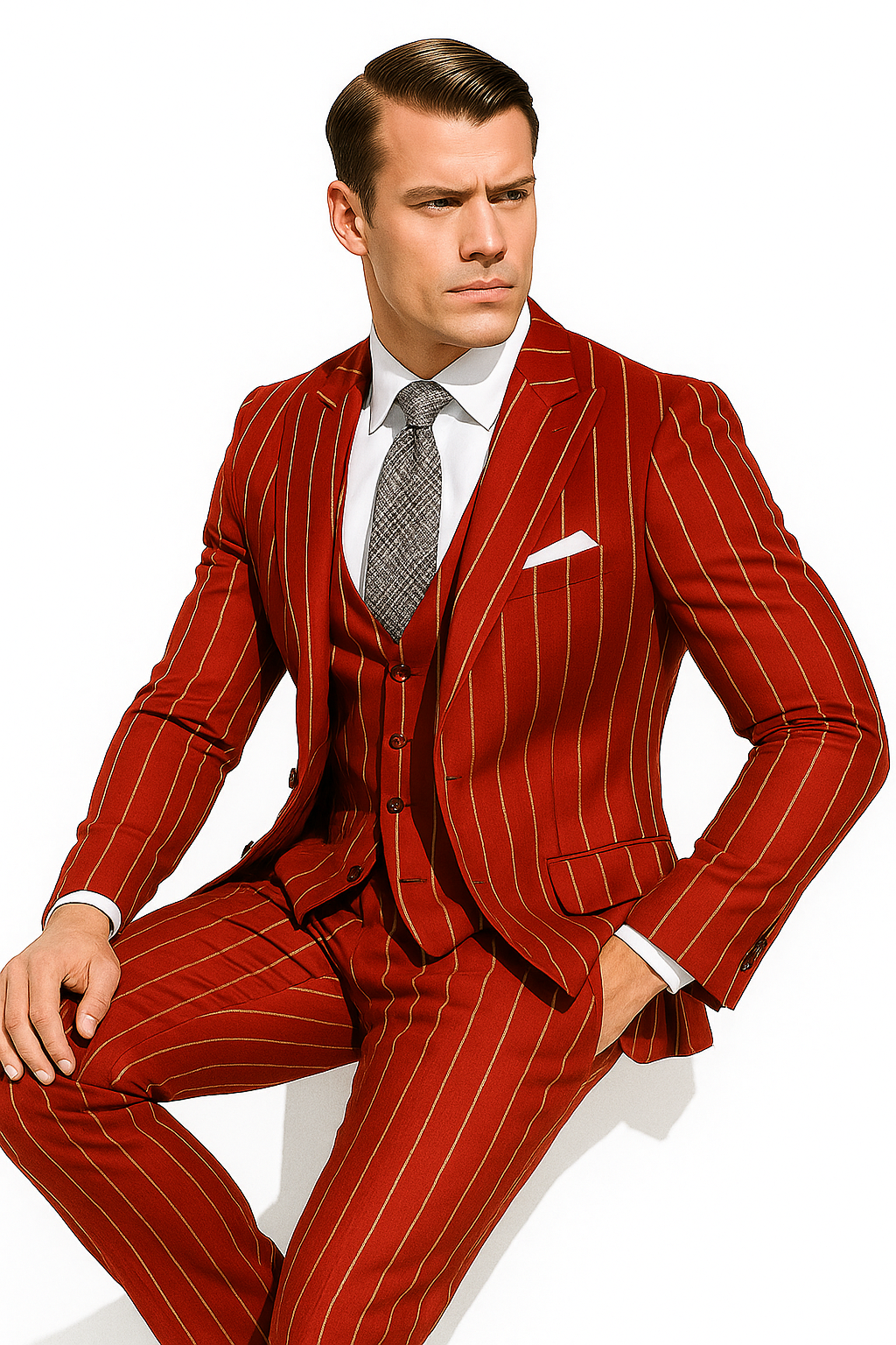 Hot Red Pinstripe Suit - Gangster Suit - 1920's Suit - New Arrival - Coat Size 38