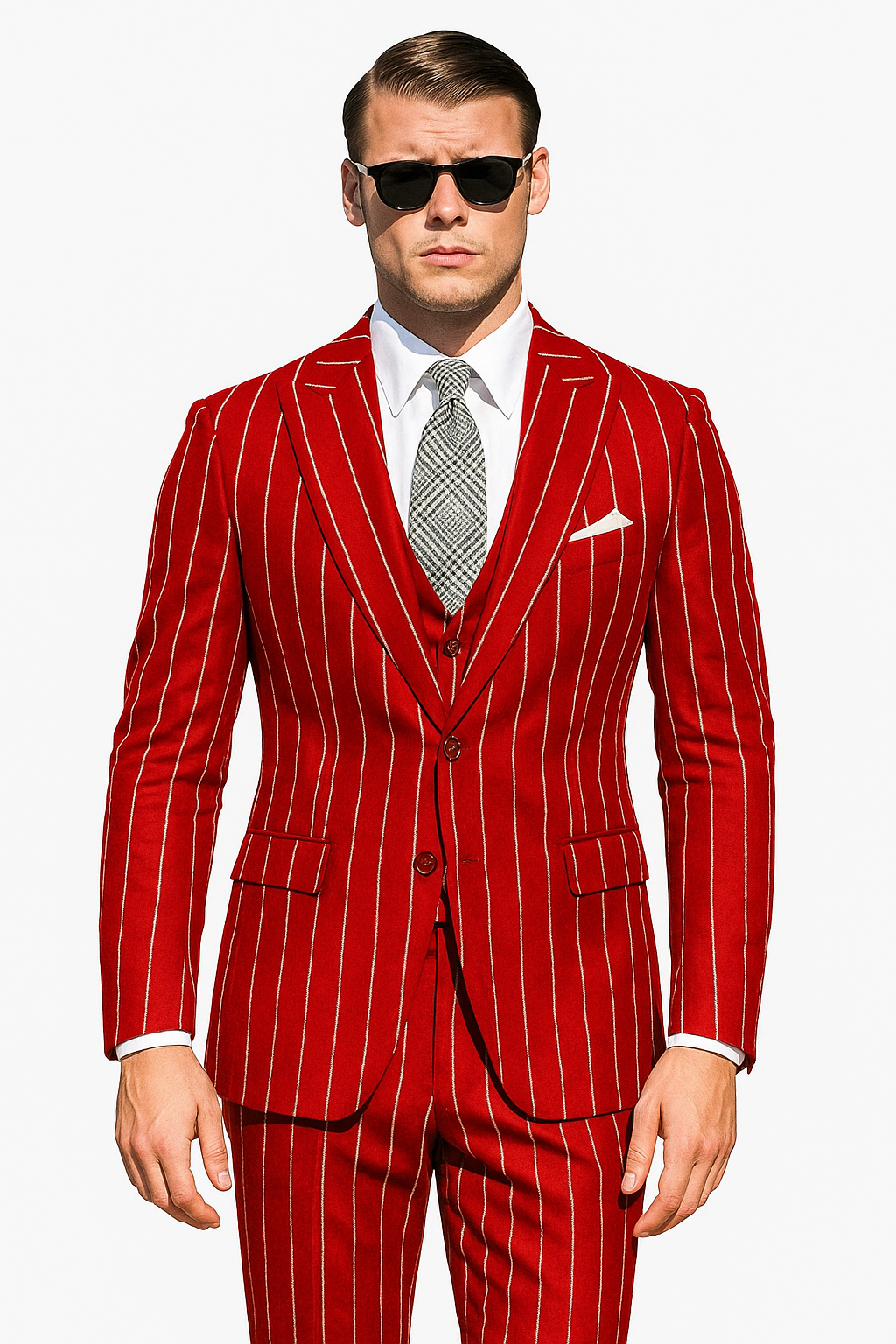 Hot Red Pinstripe Suit - Gangster Suit - 1920's Suit - New Arrival - Coat Size 38