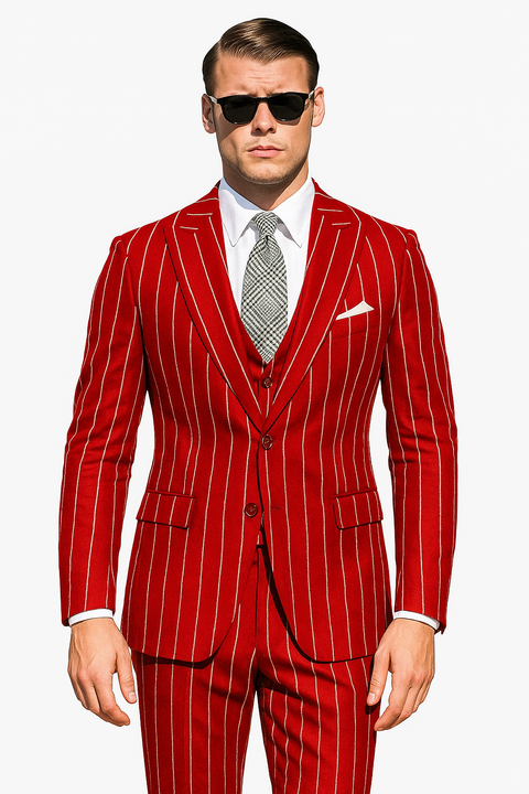 Hot Red Pinstripe Suit - Gangster Suit - 1920's Suit - New Arrival