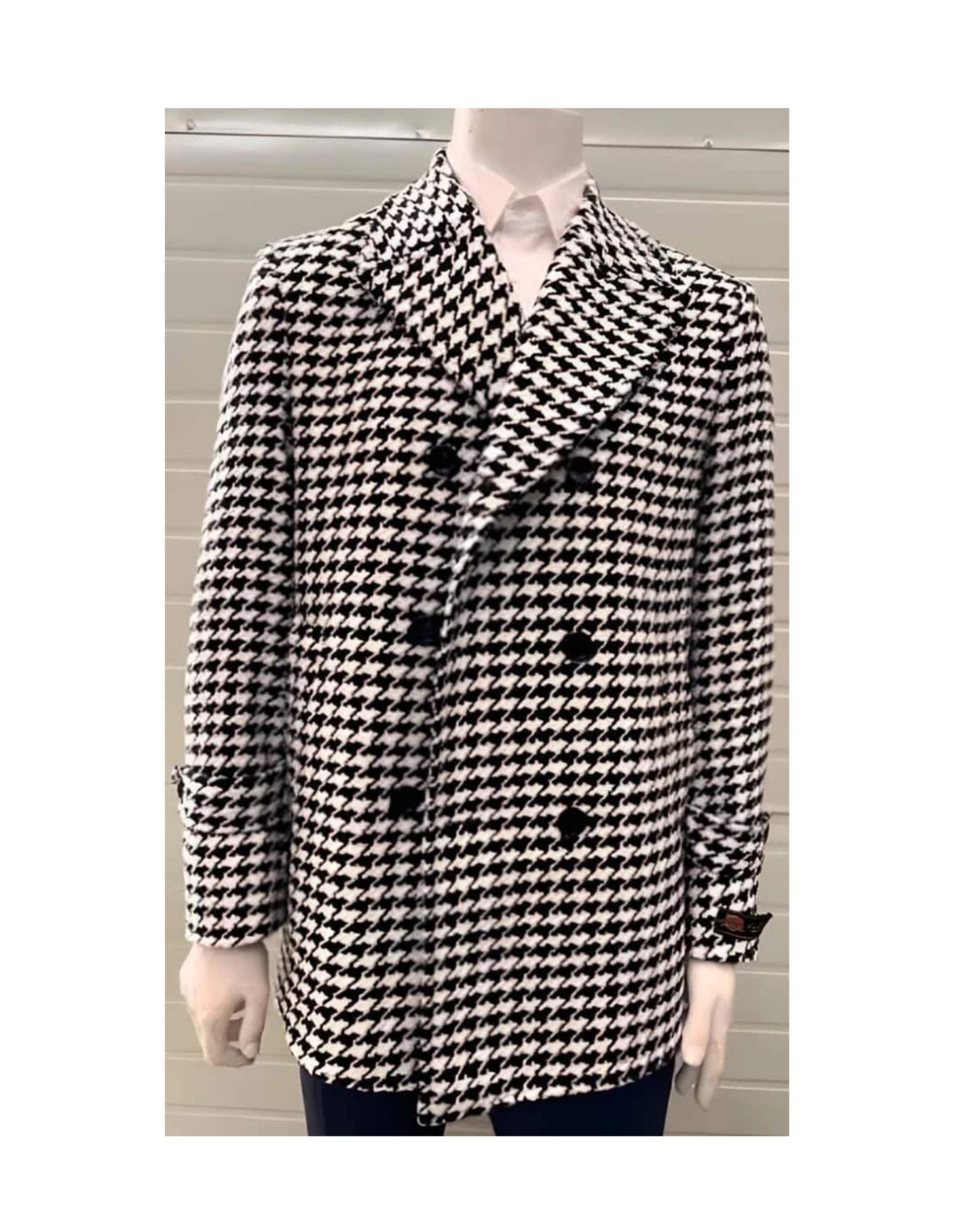 Houndstooth Overcoat - Houndstooth Topcoat - Houndstooth Checker Car Coat - Coat Size 38