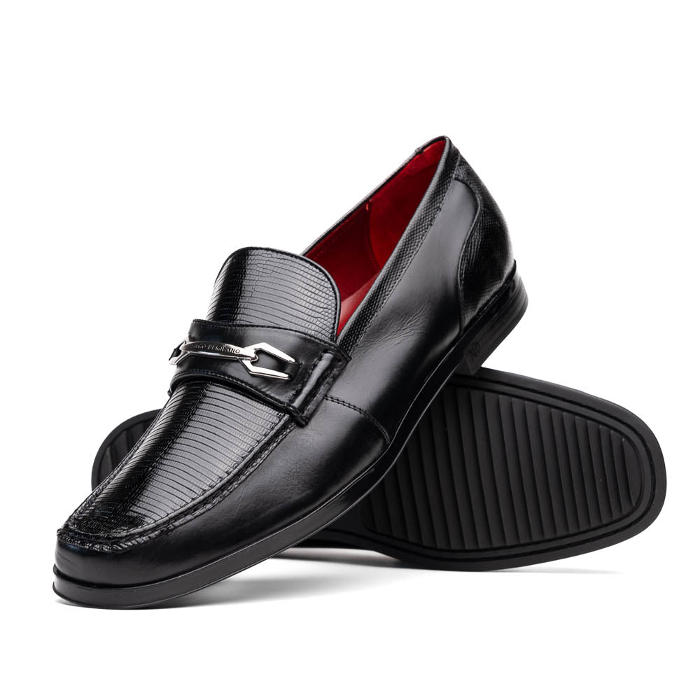 Marco Di Milano Black Hugo Lizard & Calfskin Bit Loafers - 6