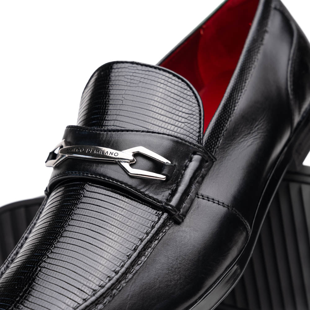 Marco Di Milano Black Hugo Lizard & Calfskin Bit Loafers - 6