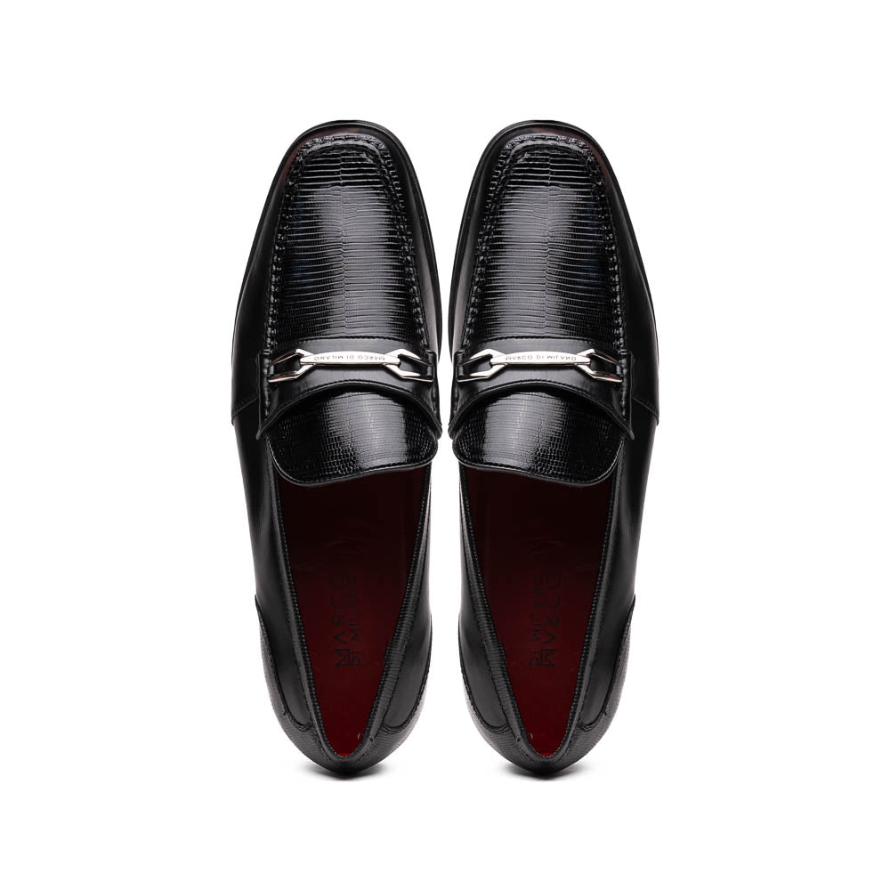 Marco Di Milano Black Hugo Lizard & Calfskin Bit Loafers - 6