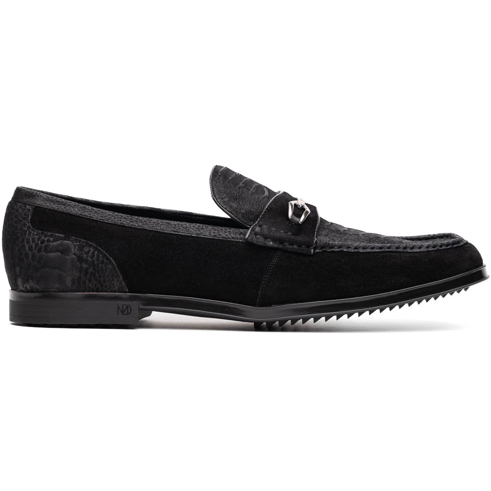 Marco Di Milano Black-Black Hugo Sueded Ostrich Leg Bit Loafers - 8