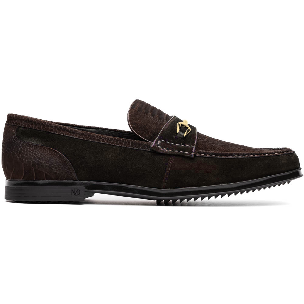 Marco Di Milano Brown Hugo Sueded Ostrich Leg Bit Loafers - 8