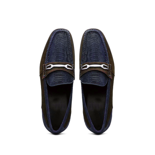 Marco_Di_Milano Hugo: Navy & Brown Leather Dress Shoe