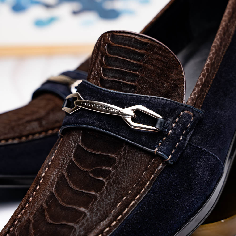 Marco Di Milano Hugo: Brown/Navy Leather Dress Shoe - 8 USA