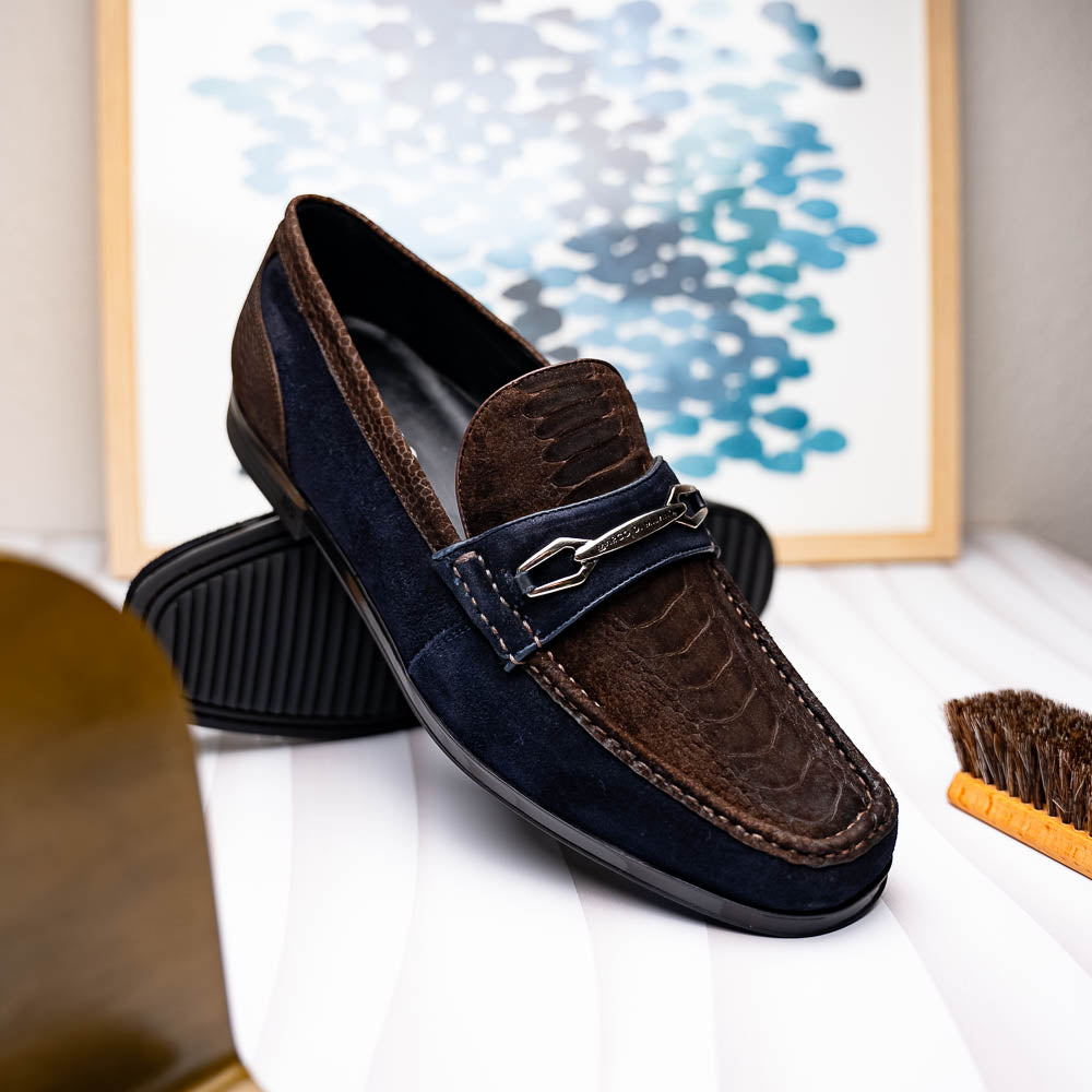 Marco Di Milano Hugo: Brown/Navy Leather Dress Shoe - 8 USA