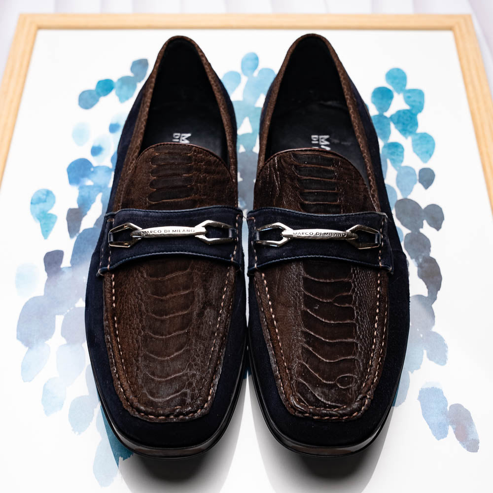 Marco Di Milano Hugo: Brown/Navy Leather Dress Shoe - 8 USA