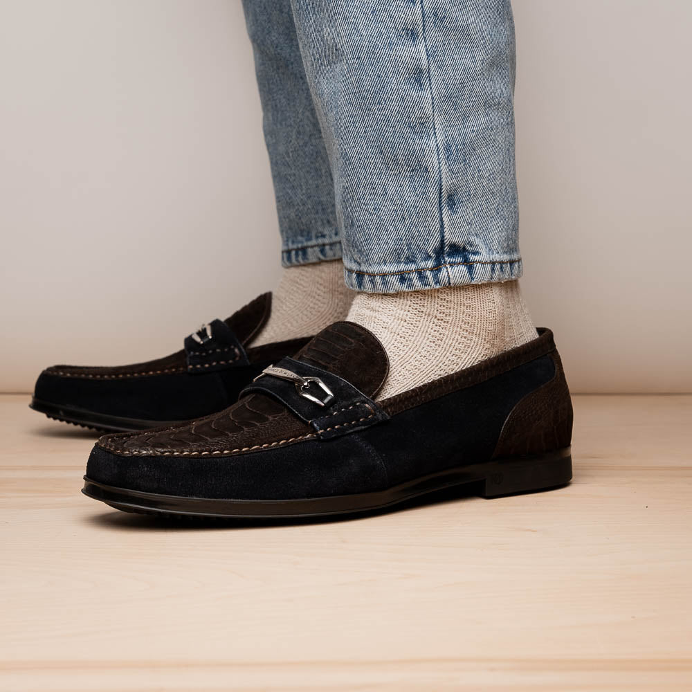 Marco Di Milano Hugo: Brown/Navy Leather Dress Shoe - 8 USA