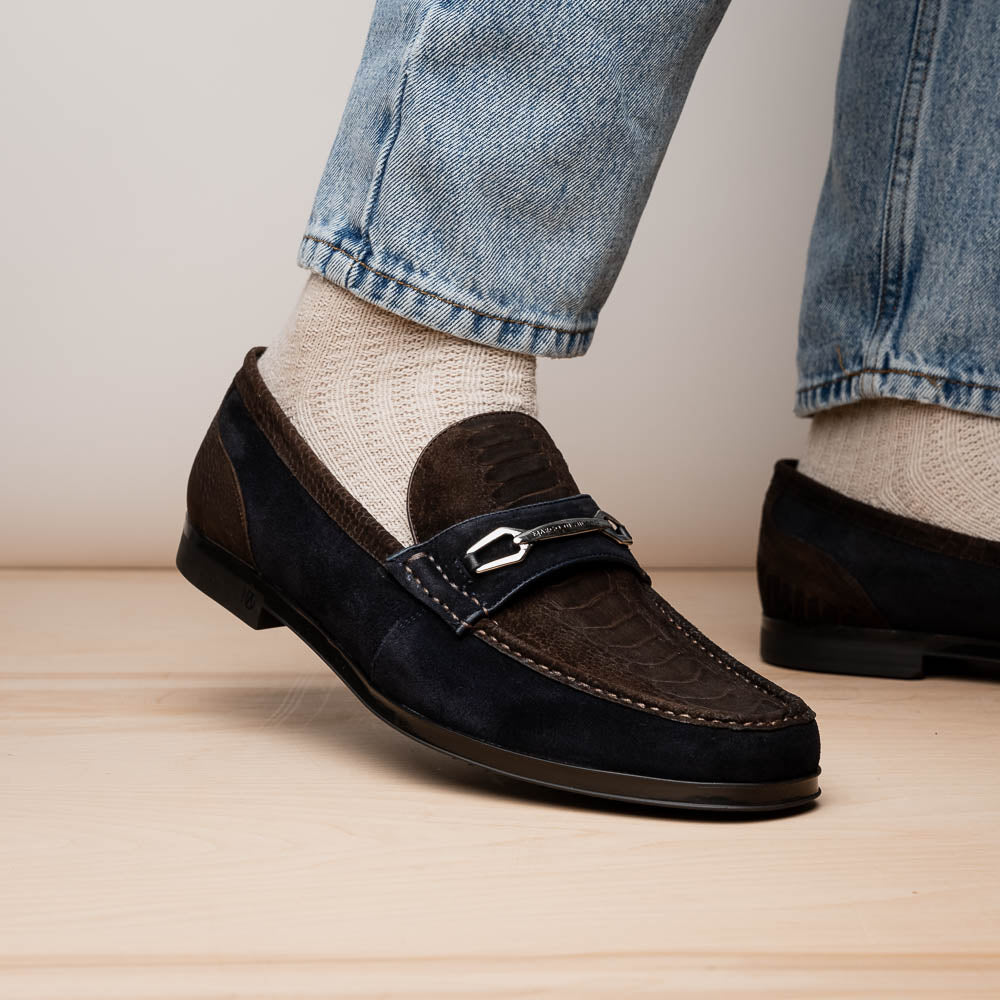 Marco Di Milano Hugo: Brown/Navy Leather Dress Shoe - 8 USA