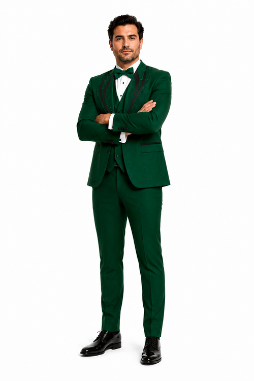 Hunter Green Italian Wool 3-Piece Modern Fit Tuxedo