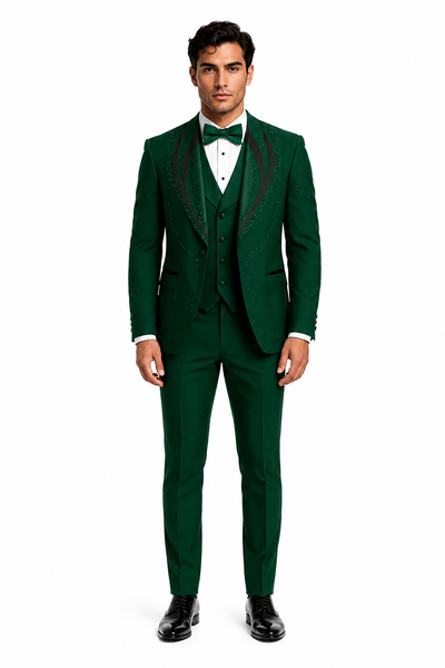 Hunter Green Italian Wool 3-Piece Modern Fit Tuxedo