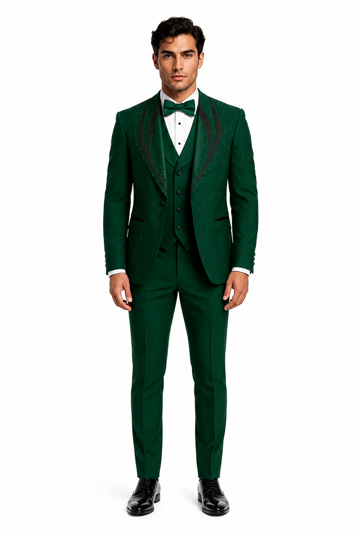 Hunter Green Italian Wool 3-Piece Modern Fit Tuxedo