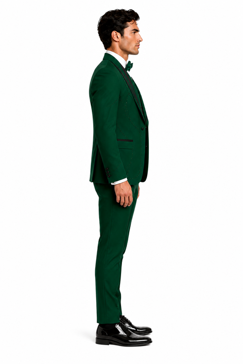 Hunter Green Italian Wool 3-Piece Modern Fit Tuxedo