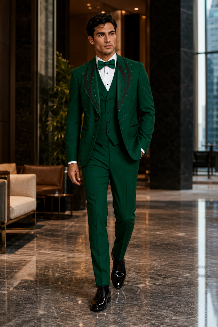Hunter Green Italian Wool 3-Piece Modern Fit Tuxedo