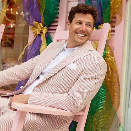 Seersucker Blazer - "Hurricane Red"  Seersucker Sport Coat Hurricane Red Seersucker Stretch Sport Coat