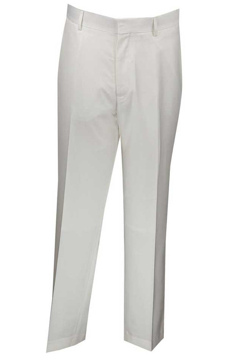 Mens Slim Fit Wool Feel Flat Front Dress Slacks in White - 28W