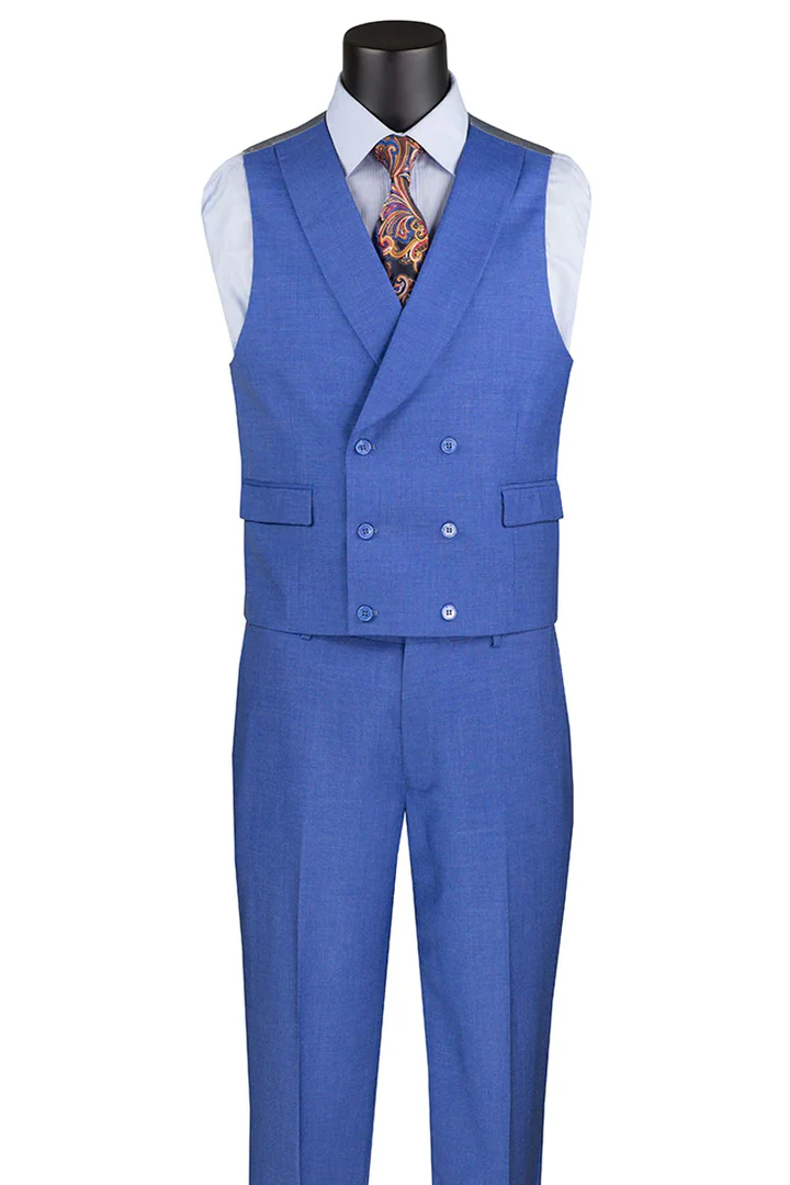 Mens Easter Suit - Jacket and Pants in Summer Color French Blue Modern Fit Light Weight - 34 Short or Extra Small