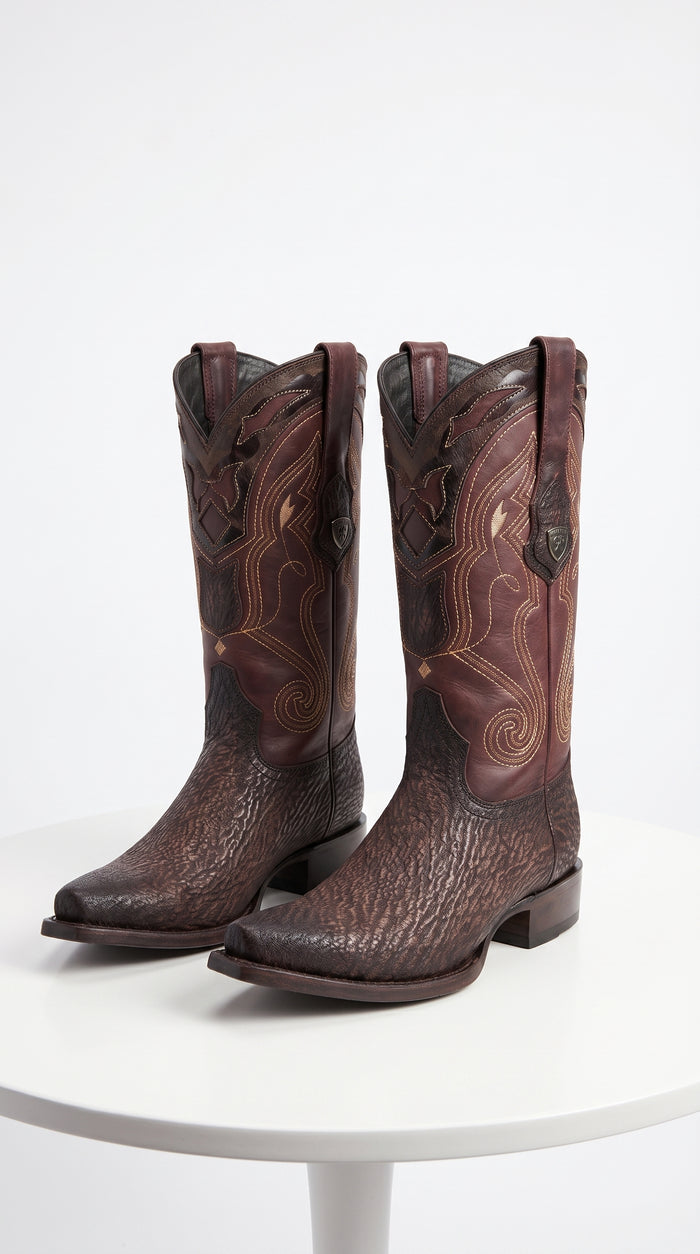 Men’s Shark Skin Cowboy Boots, Western Exotic Boots in Brown, Sand and Cognac