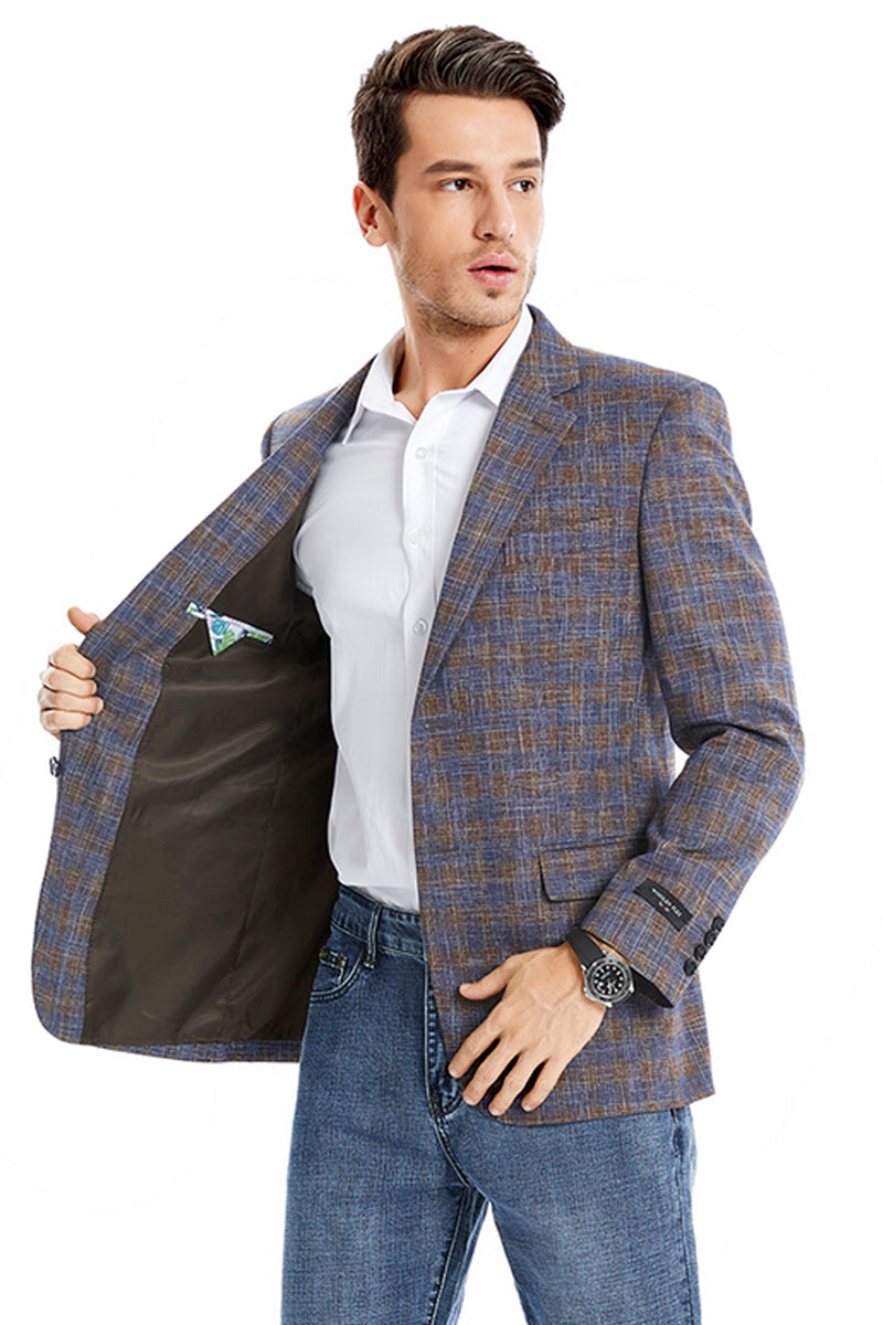 Slim Fit Men's Business Casual Sport Coat - Two Button, Light Brown - X-Small