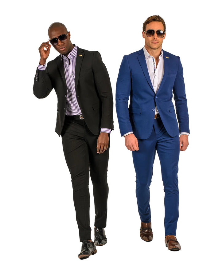 Stretch Fabric - "Black" Light Weight Suit - Slim Fitted Suit "Style #"
