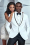 Mens Designer Franklin Wedding Tuxedo in White