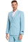 "Men's Slim Fit Double Breasted Pastel Teal Blue Summer Suit"