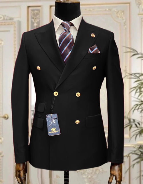 Mens Double Breasted Suit Black