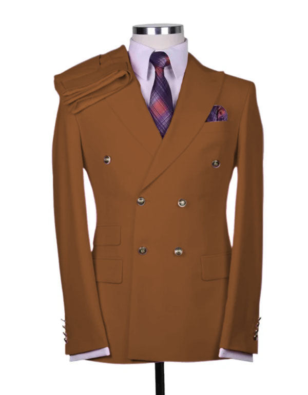 Double Breasted Suit Brown