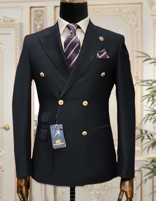 Mens Double Breasted Suit Charcoal
