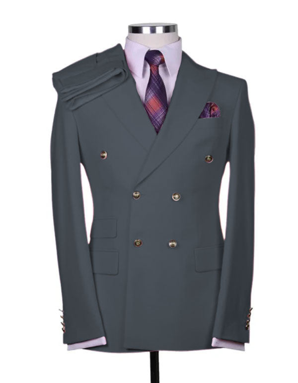 Double Breasted Suit Charcoal