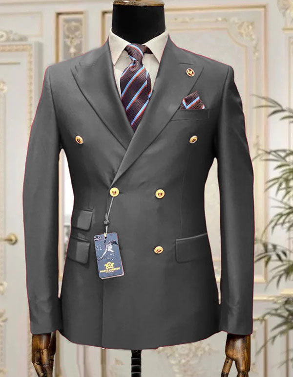 Mens Double Breasted Suit Gray