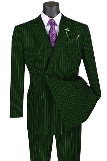 Vinci Men's 2-Piece Banker Pinstripe Double Breasted purple Suit - 38 Short Jacket+32 Waist Adjustable 28to34)(Height: 5 4 to5 7 )(Neck  15-16.5)S-M)