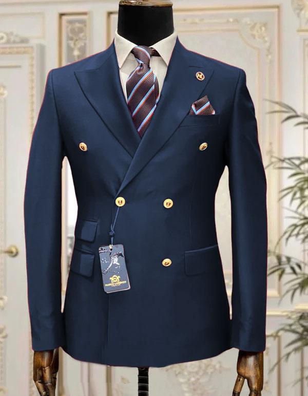 Mens Double Breasted Suit Navy