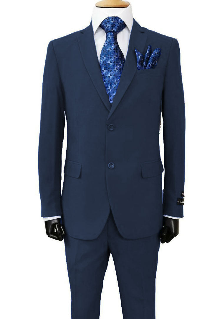 "Classic Fit Men's 2 Button Poplin Suit in Royal Blue" - 36 Regular