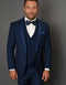 Mens Navy Blue Wedding Tuxedo - Dark Blue Tuxedo Suit" Mens One Button Satin Trim Shawl Tuxedo in Indigo Wool