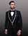 Men's One Button Satin Trim Shawl Tuxedo in Black & White