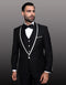 Men's One Button Satin Trim Shawl Tuxedo in Black & White