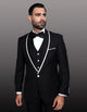 Men's One Button Satin Trim Shawl Tuxedo in Black & White