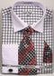 Daniel Ellissa Black Checked Pattern Two Tone French Cuff White Collar Big And Tall Sizes Two Toned Contrast 18 19 20 21 22 Inch Neck Men's Dress Shirt